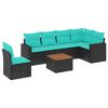 vidaXL Salon de jardin 7 pcs avec coussins noir r&eacute;sine tress&eacute;e