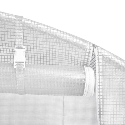 vidaXL Serre avec cadre en acier blanc 12 m² 6x2x2 m