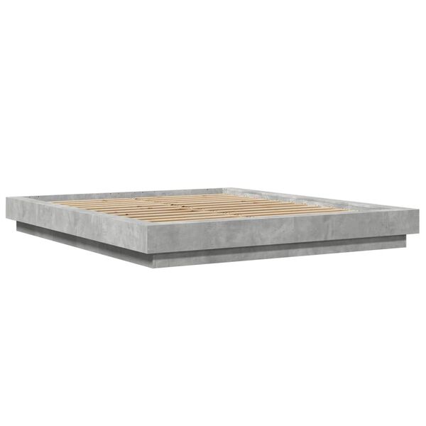 vidaXL Cadre de lit et lumi&egrave;res LED sans matelas gris b&eacute;ton 150x200 cm