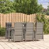 vidaXL Ensemble à manger jardin et coussins 7 pcs gris rotin