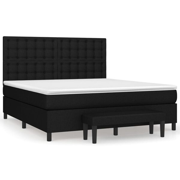 vidaXL Sommier &agrave; lattes de lit avec matelas Noir 180x200 cm Tissu