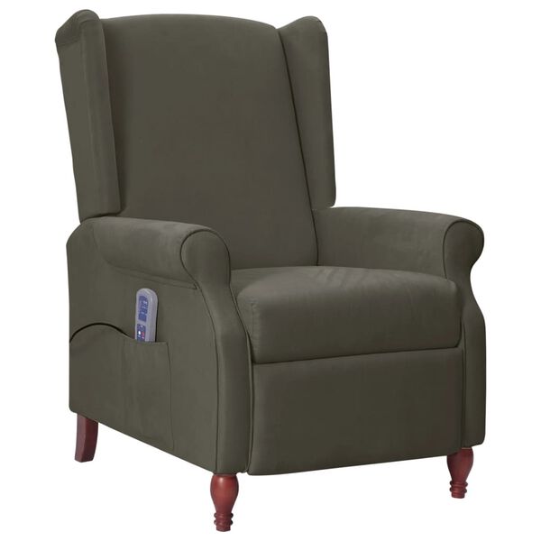 vidaXL Fauteuil de massage inclinable gris fonc&eacute; microfibre