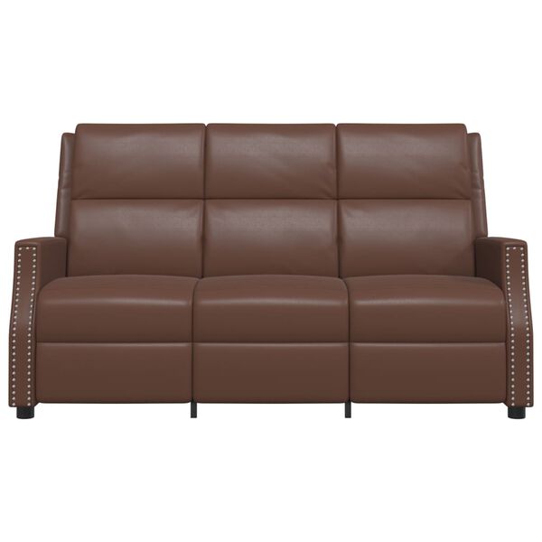 vidaXL Fauteuil de massage inclinable 3 places marron similicuir