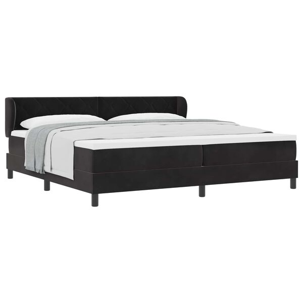 vidaXL Lit &agrave; ressorts avec matelas Noir 200 x 200 cm Velours