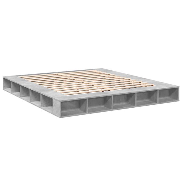 vidaXL Cadre de lit sans matelas gris b&eacute;ton 200x200 cm