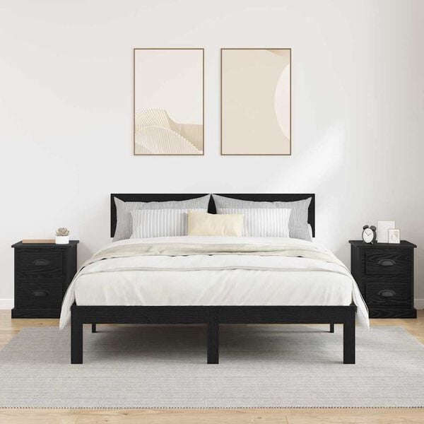 vidaXL Cabinet de chevet 2 pcs Ch&ecirc;ne noir 39 x 39 x 47.5 cm