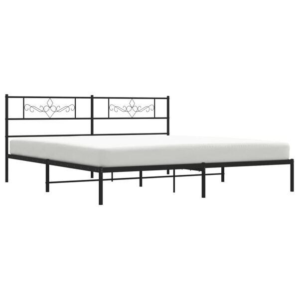 vidaXL Cadre de lit m&eacute;tal sans matelas et t&ecirc;te de lit noir 180x200 cm