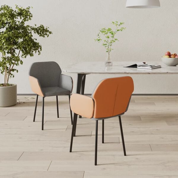vidaXL Chaises &agrave; manger lot de 2 gris clair tissu et similicuir