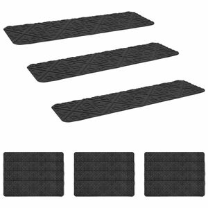 vidaXL Tapis d'escalier 15 pc 76 x 20 cm Gris fonc&eacute; Polyester
