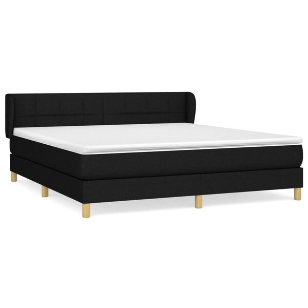 vidaXL Sommier &agrave; lattes de lit avec matelas Noir 180x200 cm Tissu