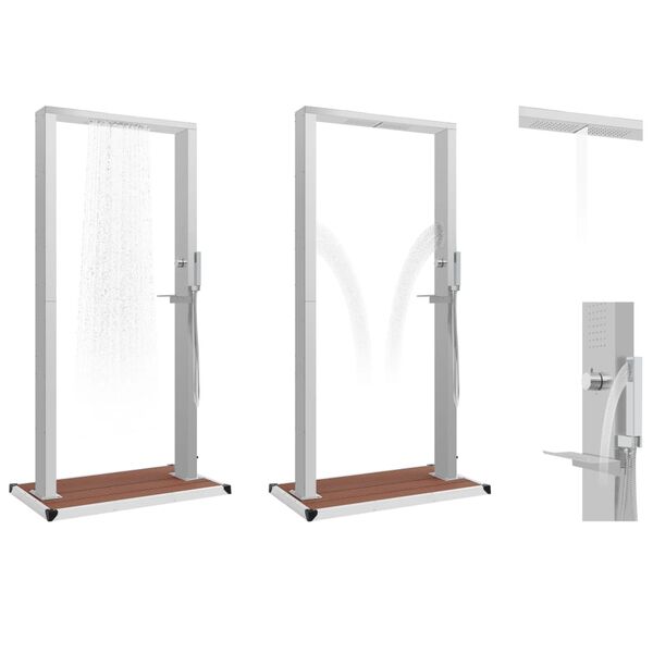 vidaXL Douche d'ext&eacute;rieur avec receveur WPC Acier inoxydable