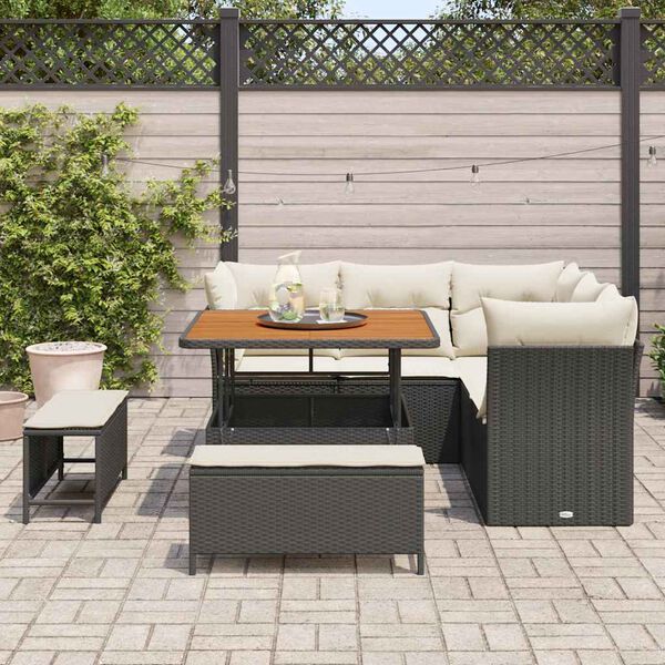 vidaXL Ensemble de canap&eacute; de jardin 8 pcs Noir polyrotin
