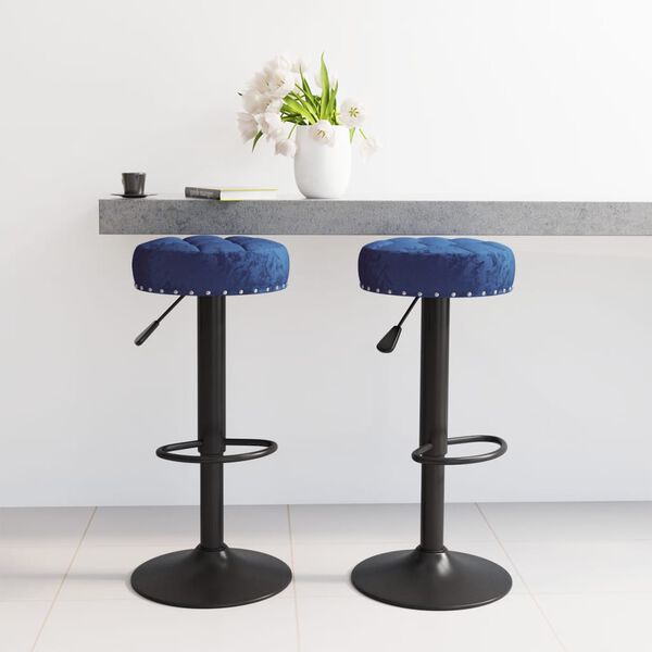 vidaXL Tabourets de bar lot de 2 bleu velours