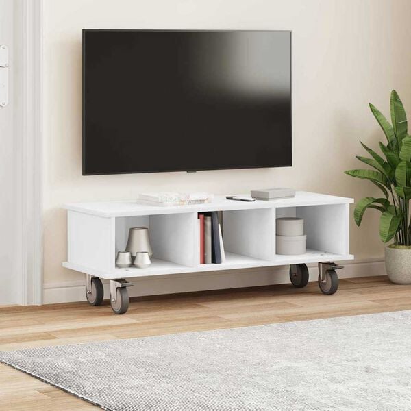vidaXL Meuble TV Blanc 100 x 35 x 35 cm Bois d'ing&eacute;nierie