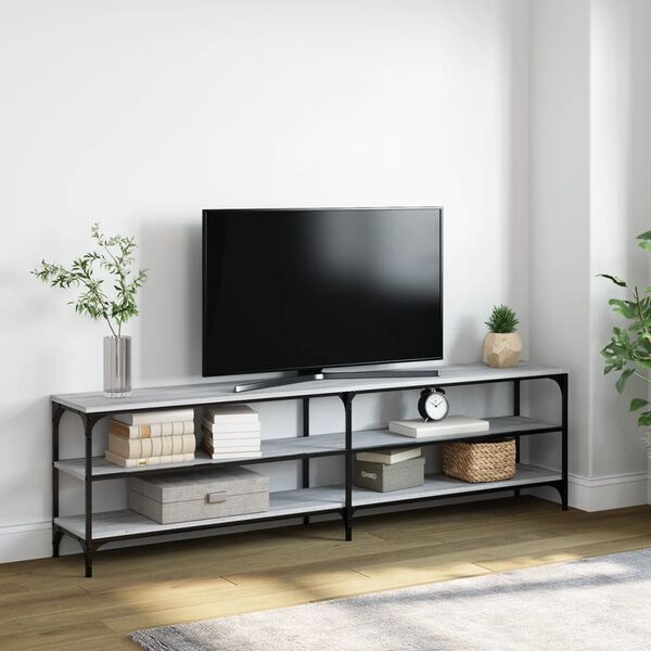 vidaXL Meuble TV sonoma gris 180x30x50 cm bois d'ing&eacute;nierie et m&eacute;tal