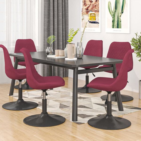 vidaXL Chaises pivotantes &agrave; manger lot de 6 Rouge bordeaux Velours