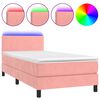 vidaXL Sommier &agrave; lattes de lit avec matelas LED Rose 90x190 cm Velours
