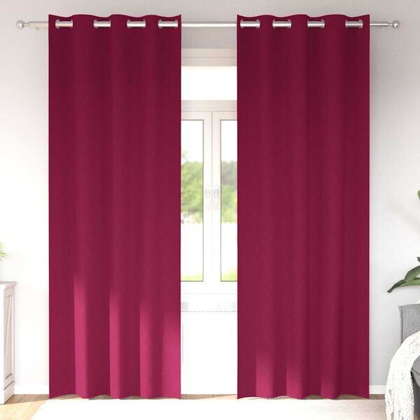 vidaXL Rideaux occultants avec anneaux 2 pcs Bordeaux 260 x 140 cm