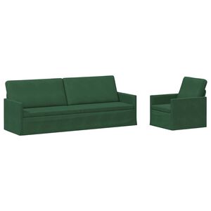 vidaXL Ensemble de Canap&eacute;s 2 pcs Vert Jungle Tissu en velours c&ocirc;tel&eacute;