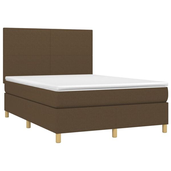 vidaXL Sommier &agrave; lattes de lit matelas et LED Marron fonc&eacute; 140x190 cm