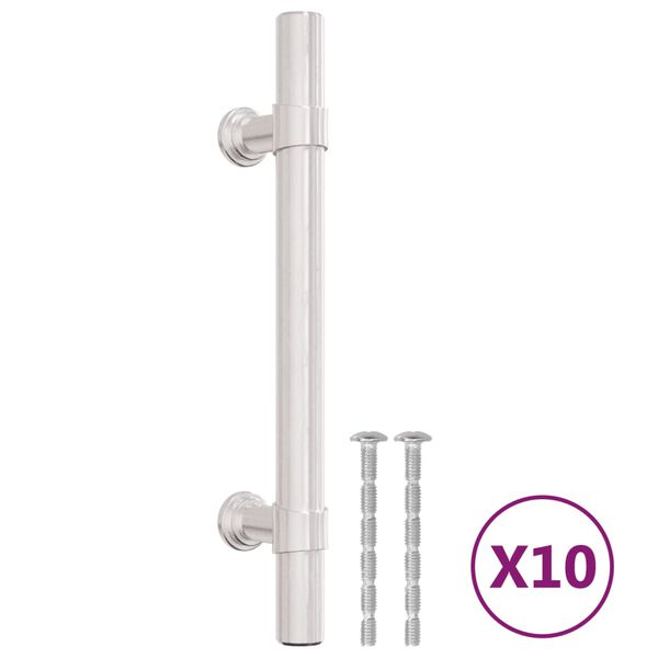 vidaXL Poign&eacute;es d'armoire 10 pcs argent&eacute; 96 mm acier inoxydable