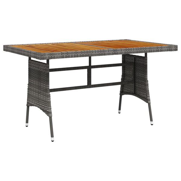 vidaXL Table de jardin Gris 130x70x72 cm R&eacute;sine tress&eacute;e et acacia