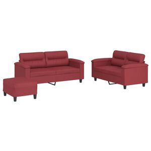 vidaXL Ensemble de canap&eacute;s 3 pcs et coussins Rouge bordeaux Similicuir