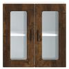 vidaXL Armoire murale de cuisine avec porte en verre Porto ch&ecirc;ne fum&eacute;