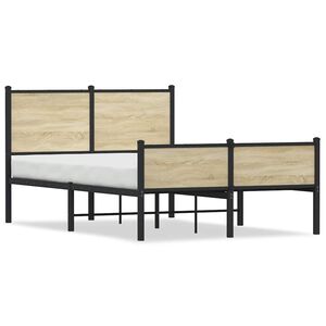 vidaXL Cadre de lit en m&eacute;tal sans matelas ch&ecirc;ne sonoma 120x190 cm
