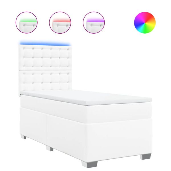 vidaXL Sommier &agrave; lattes de lit avec matelas Blanc 90x190 cm Similicuir