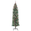vidaXL Arbre de Noël artificiel slim avec 300 LED Vert et blanc 240 cm