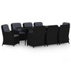 vidaXL Ensemble &agrave; manger de jardin 9 pcs Noir