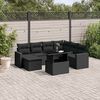 vidaXL Salon de jardin 8 pcs avec coussins noir r&eacute;sine tress&eacute;e