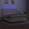 vidaXL Sommier &agrave; lattes de lit matelas LED Cr&egrave;me 180x200 cm Tissu