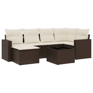 vidaXL Salon de jardin avec coussins 7 pcs marron r&eacute;sine tress&eacute;e