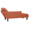 vidaXL Chaise longue avec coussin rouge orange tissu en velours c&ocirc;tel&eacute;