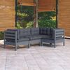vidaXL Salon de jardin 4 pcs avec coussins Gris Bois de pin