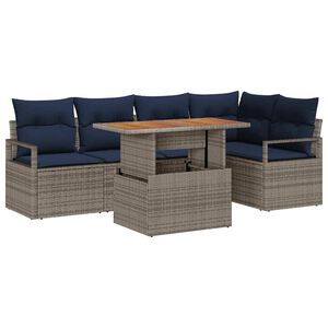 vidaXL Ensemble de salle &agrave; manger pour jardin 6 pcs Gris et marine