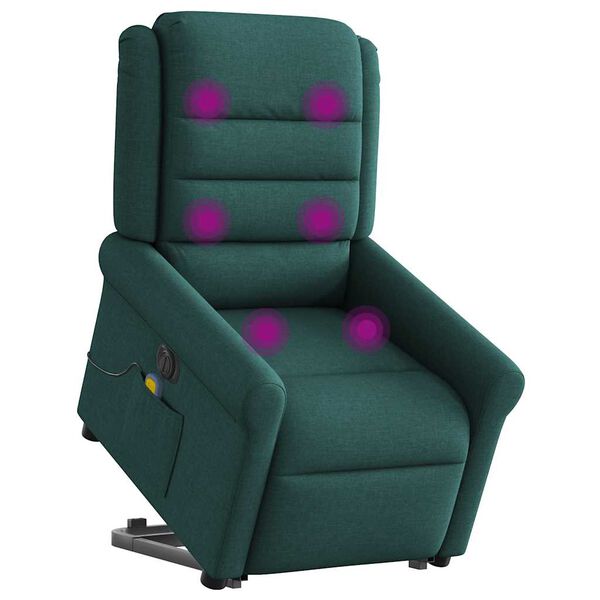 vidaXL Fauteuil inclinable de massage &eacute;lectrique Vert fonc&eacute; Tissu