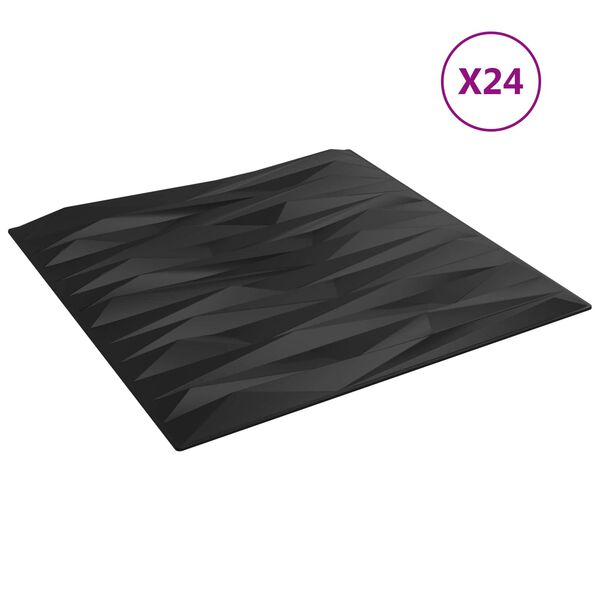 vidaXL Panneaux muraux 24 pcs Pierre Noire 50 x 50 cm Mousse XPS