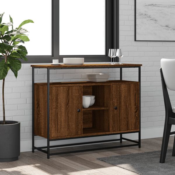 vidaXL Buffet ch&ecirc;ne marron 100x35x80 cm bois d'ing&eacute;nierie