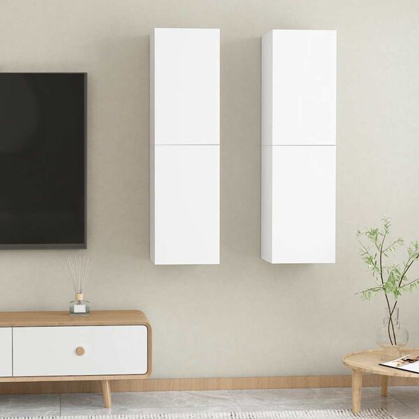 vidaXL Meubles TV 2 pcs Blanc 30,5x30x110 cm Bois d&rsquo;ing&eacute;nierie