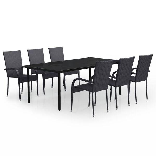 vidaXL Ensemble à manger de jardin 7 pcs Noir