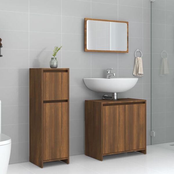 vidaXL Ensemble de meubles de salle de bain 3 pcs Ch&ecirc;ne marron