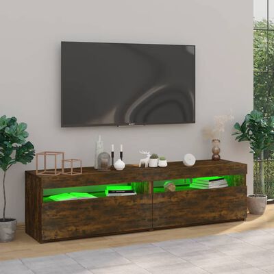 vidaXL Meubles TV avec lumières LED 2 pcs Chêne fumé 75x35x40 cm