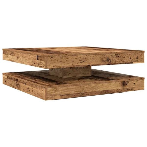 vidaXL Table basse rotative &agrave; 360 degr&eacute;s vieux bois 90x90x34,5 cm