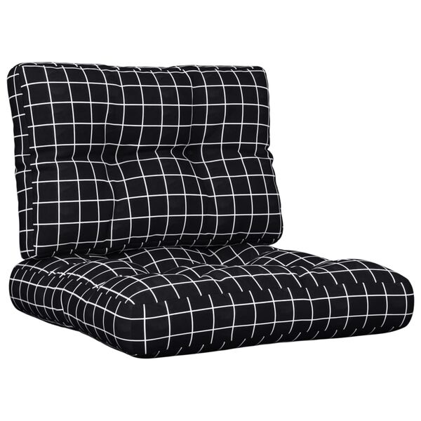 vidaXL Coussins de palette lot de 2 motif &agrave; carreaux noir tissu
