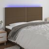 vidaXL T&ecirc;te de lit &agrave; LED Marron fonc&eacute; 160x5x118/128 cm Tissu