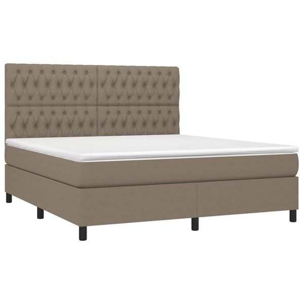 vidaXL Sommier &agrave; lattes de lit et matelas et LED Taupe 180x200cm Tissu