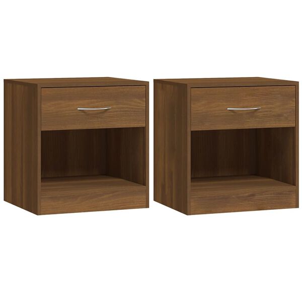 vidaXL Tables de chevet 2 pcs avec tiroir Ch&ecirc;ne marron